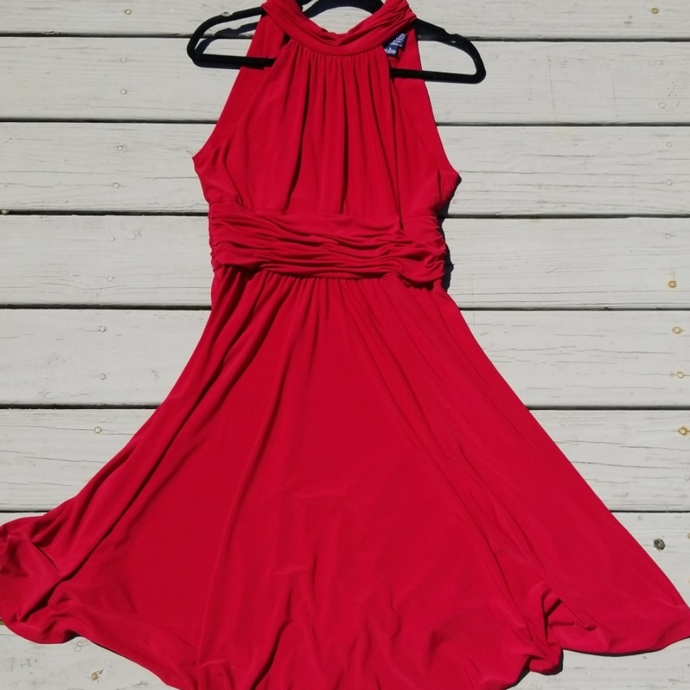 High Neck Red Dress